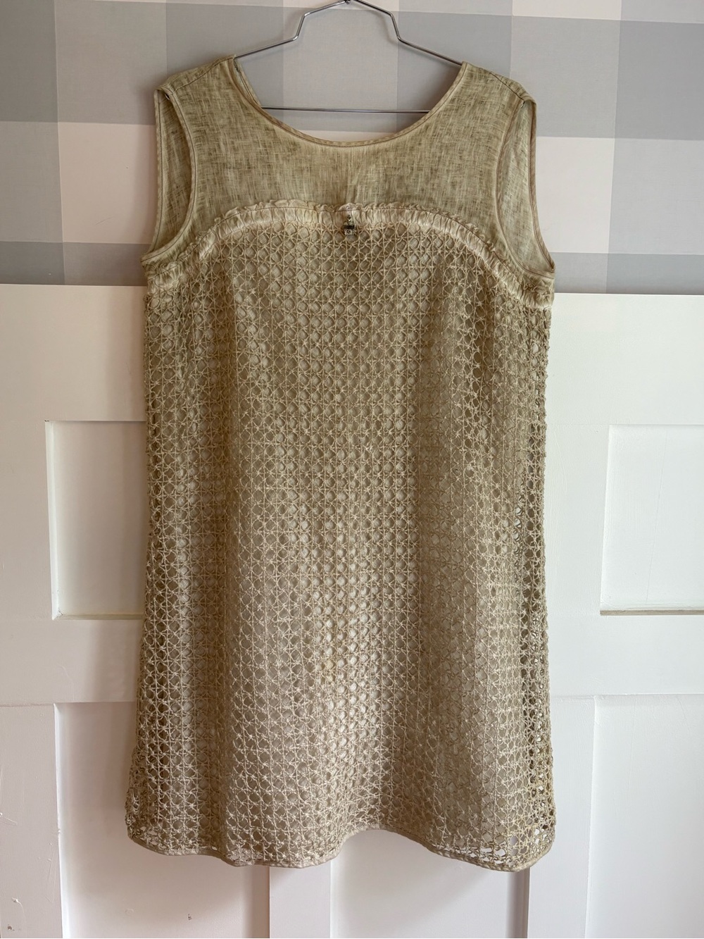 Elisa Cavaletti Cream Crochet Sleeveless Mini Dress XL - Picture 6 of 10